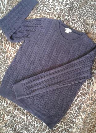 Джемпер пуловер свитер н&m темносиний узор косы
