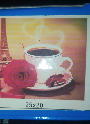 Алмазная вышивка "Кофе в Париже" Мозаика 25х20