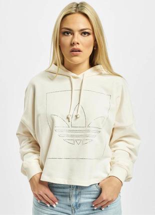 Женская оверсайз худи толстовка с капюшоном crop hoodie adidas...