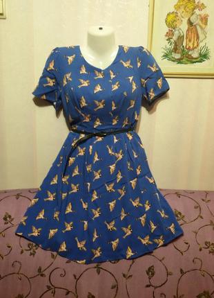Платье вискозное с птицами (пог 45-46 см)   42