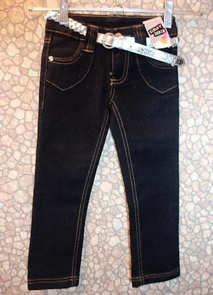 Новые джинсы с поясом "girls denim"   4 года
