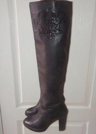 Высокие зимние кожаные сапоги, размер 38-39