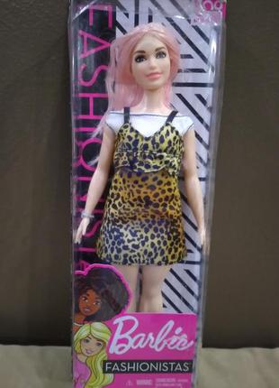 Лялька барбі пампушка в сукні з леопардовим принтом barbie fashi.