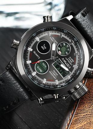 Ударопрочные кварцевые армейские часы amst black оригинал