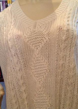 Объёмный свитер крупной, комбинированной вязки, р. 56-60