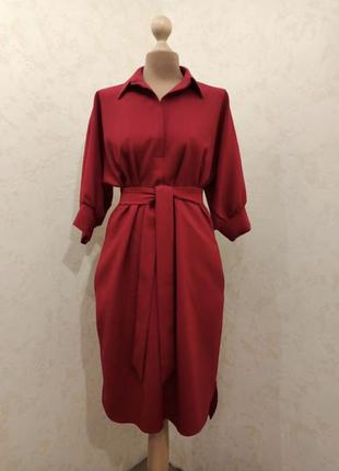 Новое шикарное красное платье с поясом