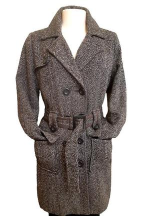 Двубортное приталенное женское пальто s-м, шерсть 30%, весенни...