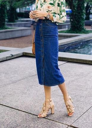 Джинсова спідниця з завишеною талією ichi jeans