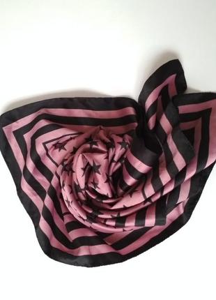 Pieces платок платочек квадратный в полоску розовый черный шар...