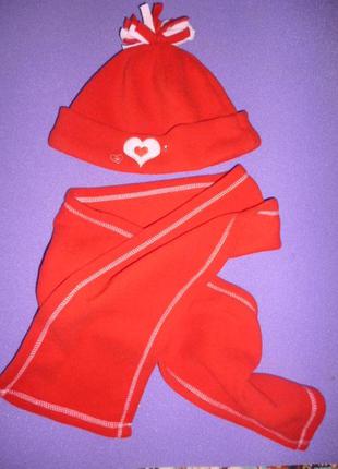 Комплект шапка и шарфик демисезонный, красный tu