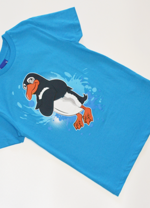 Синяя футболка с пингвином  stanley/stella на мальчика 7-8 лет