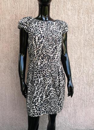 Хлопковый фактурный сарафан платье леопардовый принт warehouse