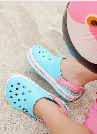 Шльопанці крокс crocs crocband clog k 204537 ice blue/white