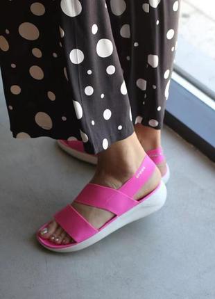 Оригинал, сандалии crocs literide stretch sandal pink, крокс