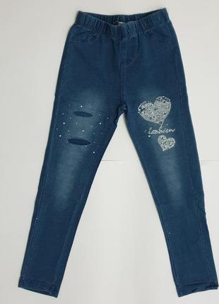 Трикотажные подростковые лосины под джинс для девочки