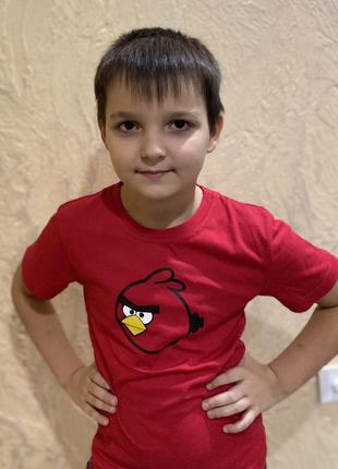 Красная футболка детская angry birds , футболка детская злые п...