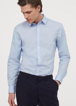 Чоловіча сорочка h&m рубашка slim fit easy iron