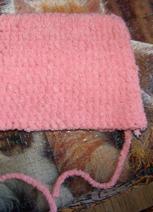 Махрова тепла шапка в кольорі рожевий корал
