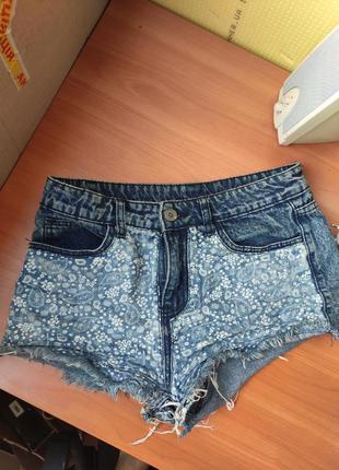 Короткие женские джинсовые шорты с принтом турецкие огурцы