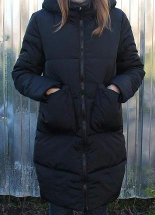 Новая стильная зимняя куртка - пуховик, черная