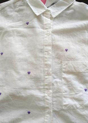 Рубашка из батиста фиолетовые сердца