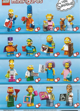 Лего минифигурки симпсоны lego minifigures Simpsons 2 (71009)
