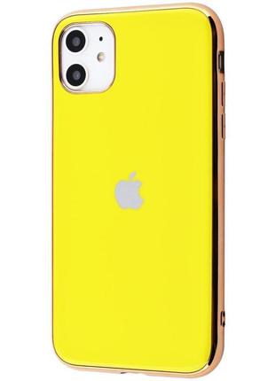 Чехол  silicone glass case iphone 11 (yellow)