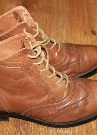 Кожаные ботинки туфли броги оксфорды коричневые женские 38р.