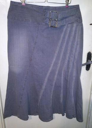 Джинсовая,стрейч,длинная,серая юбка,большого размера,blanche p...