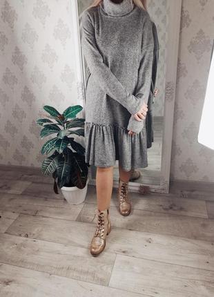 Фирменное стильное оверсайз вязаное платье свитер river island