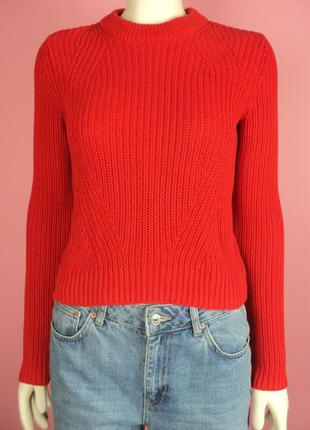 Джемпер h&m хлопковый красный теплый вязаный свитер без горла ...