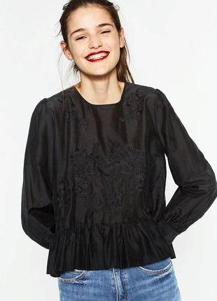 Блуза з вишивкою "zara woman premium denim collection"