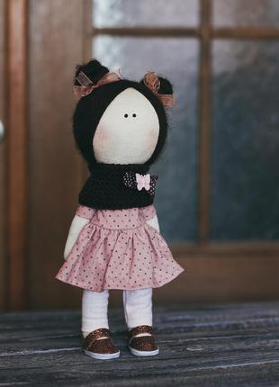 Кукла тильда снежка текстильная ручной работы, подарок девочке
