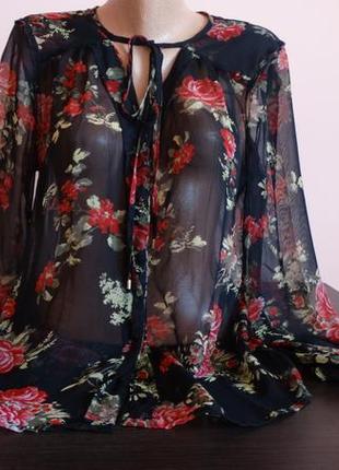 Шикарная шифоновая индийская блуза в цветы vero moda