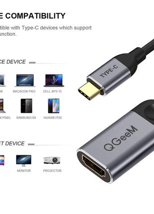 Кабель-адаптер QGEEM USB C к HDMI 4K 30Hz