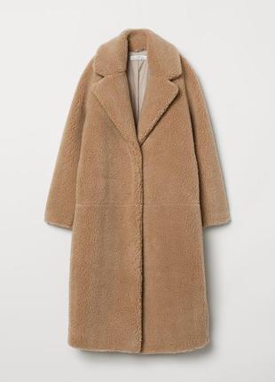 Длинное плюшевое пальто шуба teddy bear h&m оверсайз р-р xs/s