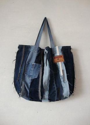 Большая джинсовая сумка торба плюс косметичка набор пляжные сумки