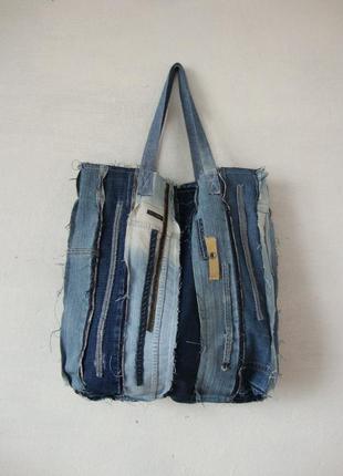 Большая джинсовая сумка-торба плюс косметичка