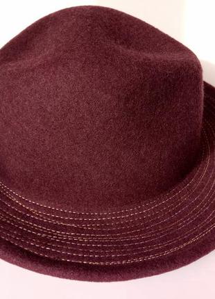 Шляпа шерстяная широкополая бордо марсалла