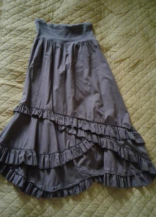 Новая летняя котоновая юбка , цвет какао, размер 38-40