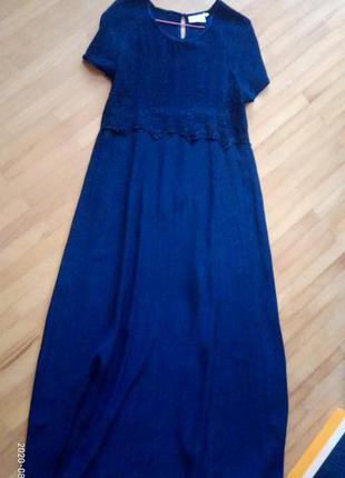 Довге віскоза плаття темно синього кольору від hennes 38p.