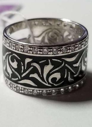 Серебряное кольцо эмаль размер 17.5