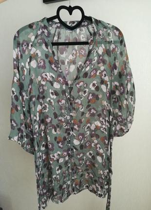 Оливковая блуза из 100% шелка per una