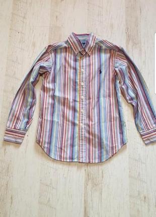Яркая разноцветная рубашка ralph lauren