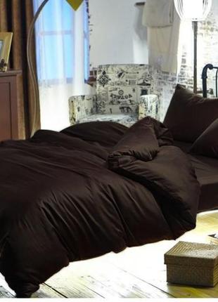 Подростковый комплект постельного белья Сатин Премиум коричневый
