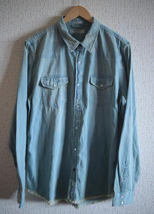 Рубашка guess (usa), голубого цвета