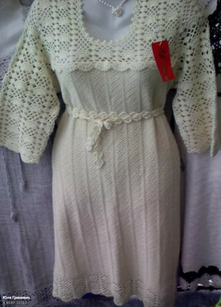 Льняное платье с отделкой ручной работы