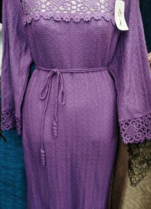 Шикарное платье вязаное с отделкой ручной работы 48-58 р.,1500.