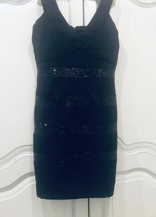 Чёрное бандажное платье/сарафан с пайетками amisu