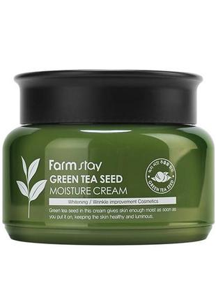 Увлажняющий крем с семенами зеленого чая farmstay green tea se...